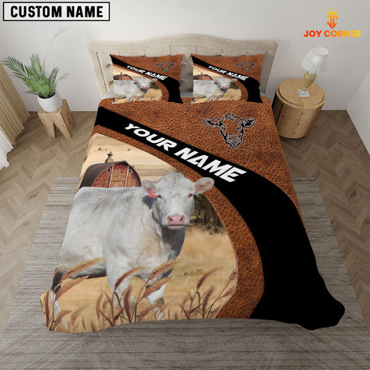 Uni Charolais On The Farm Customized Name Red Barn Bedding Set