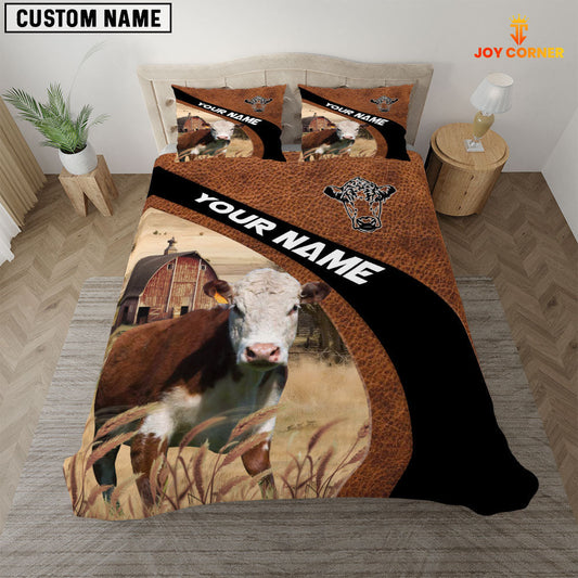 Uni Hereford On The Farm Customized Name Red Barn Bedding Set