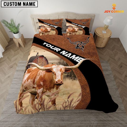 Uni Texas Longhorn On The Farm Customized Name Red Barn Bedding Set