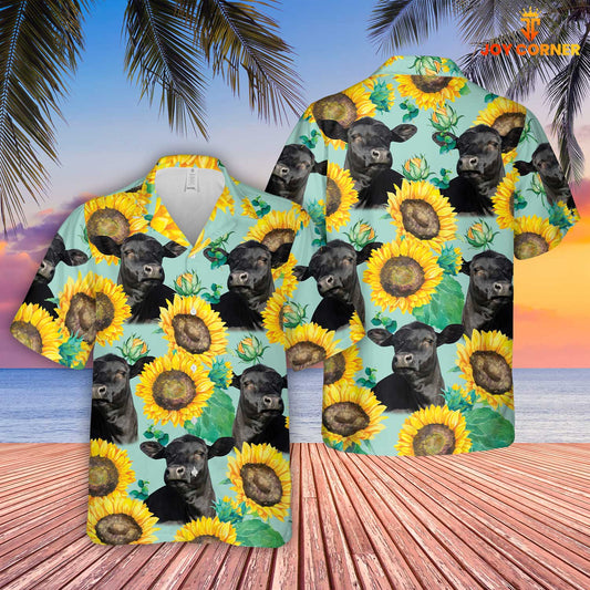 Unique Black Angus Sunflowers Floral Farm 3D Hawaiian Shirt