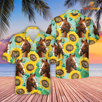 Unique Horse Sunflowers Floral Farm 3D Hawaiian Shirt