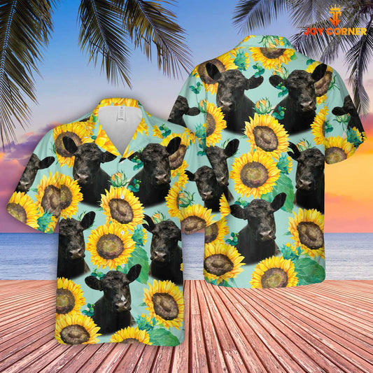 Unique Belted Galloway Sunflowers Floral Farm 3D Hawaiian Shirt