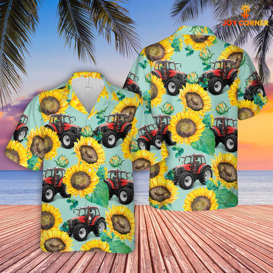 Unique Red Tractor Sunflowers Floral Farm 3D Hawaiian Shirt