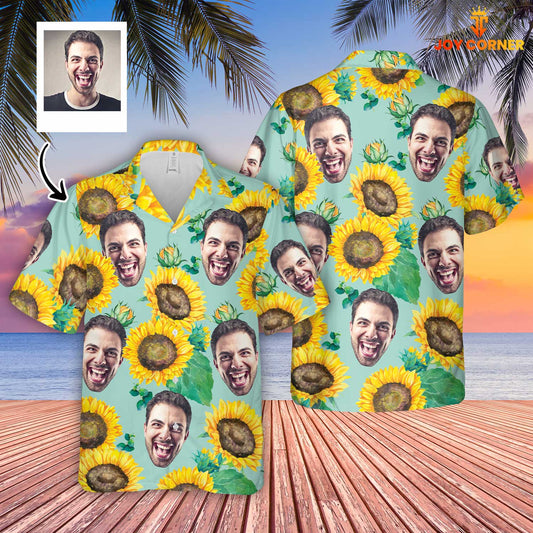 Unique Custom Image Happy Sunflowers Floral Farm 3D Hawaiian Shirt