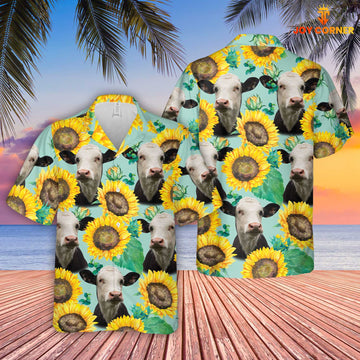 Unique Black Baldy Sunflowers Floral Farm 3D Hawaiian Shirt