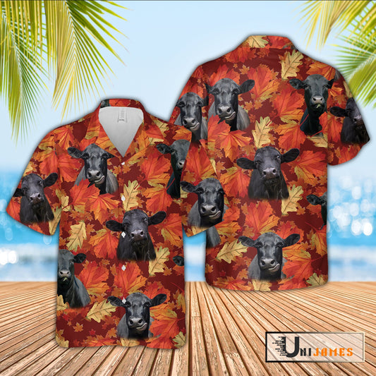 Uni Black Angus Autumn Farm 3D Hawaiian Shirt