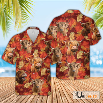 Uni Highland Autumn Farm 3D Hawaiian Shirt