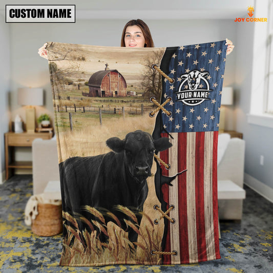 Uni Personalized Name Black Angus Flag Vintage Blanket