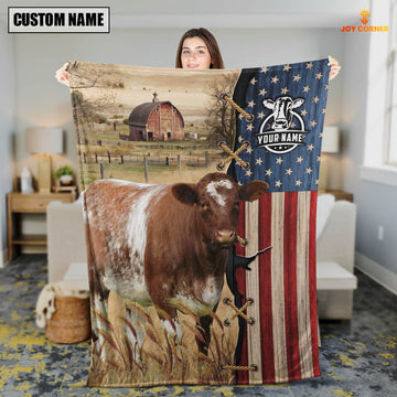 Uni Personalized Name Shorthorn Flag Vintage Blanket