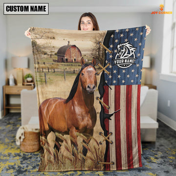 Uni Personalized Name Horse Flag Vintage Blanket