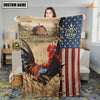 Uni Personalized Name Chicken Flag Vintage Blanket