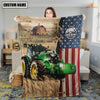 Uni Personalized Name Farm Tractor Flag Vintage Blanket