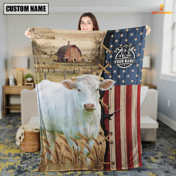 Uni Personalized Name Charolais Flag Vintage Blanket