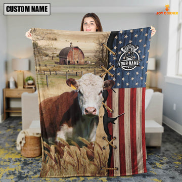 Uni Personalized Name Hereford Flag Vintage Blanket