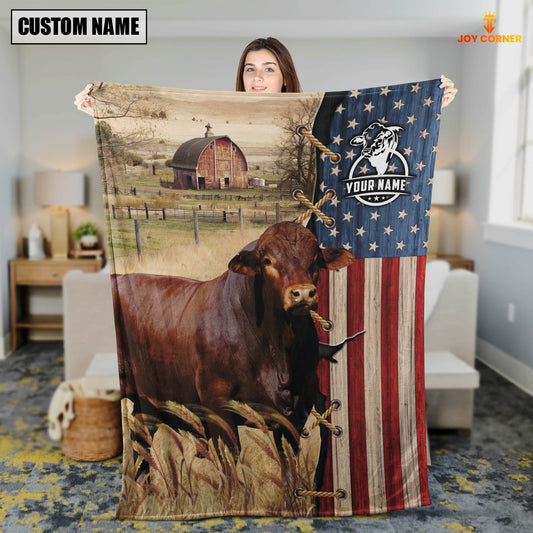 Uni Personalized Name Beefmaster Flag Vintage Blanket