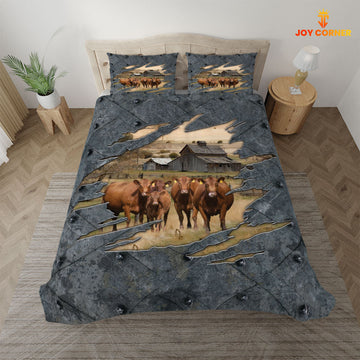 Uni Red Angus On The Farm Customized Name Bedding Set