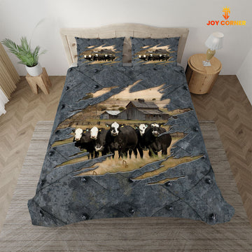 Uni Black Baldy On The Farm Customized Name Bedding Set