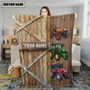 Uni Personalized Name Farm Tractor Barn Blanket