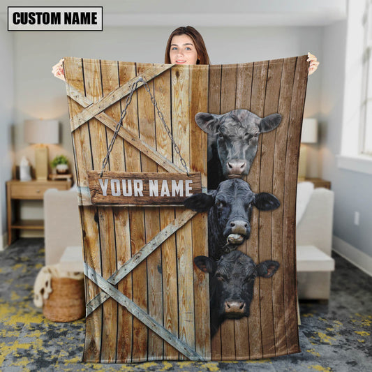 Uni Personalized Name Black Angus Barn Blanket