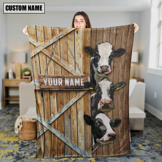 Uni Personalized Name Holstein Barn Blanket