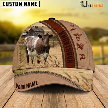 Uni Shorthorn Farming Light Brown Personalized Name Cap