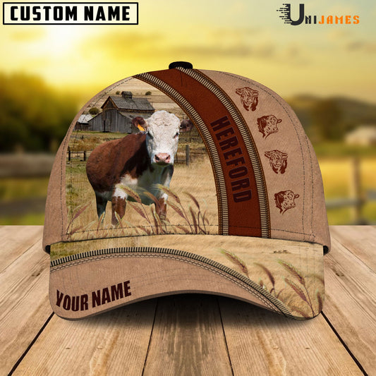 Uni Hereford Farming Light Brown Personalized Name Cap