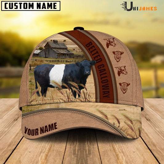 Uni Belted Galloway Farming Light Brown Personalized Name Cap