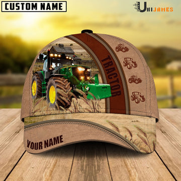 Uni Tractor Farming Light Brown Personalized Name Cap