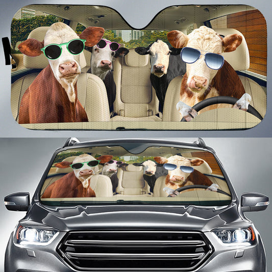 Uni Hereford and Black Baldy Cattle CAR All Over Printed 3D Sun Shade