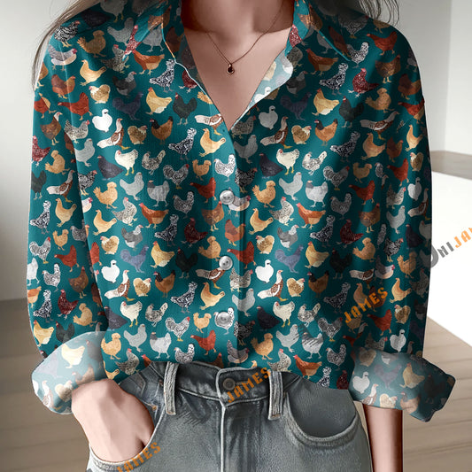 Unique Chicken Coop In Teal Casual Shirt