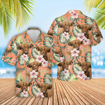 Unique Highland Summer Happiness Floral Farm 3D Hawaiian Shirt