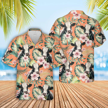 Unique Holstein Summer Happiness Floral Farm 3D Hawaiian Shirt