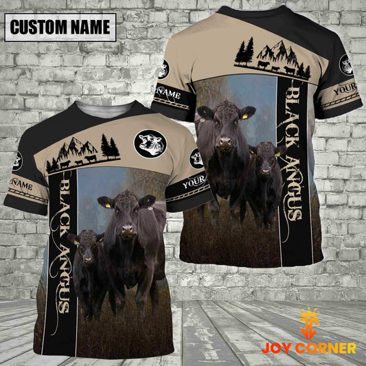 Uni Black Angus Farmhouse Customized Name 3D T-Shirt