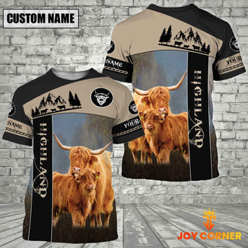 Uni Highland Farmhouse Customized Name 3D T-Shirt