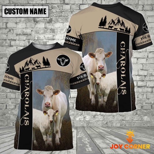 Uni Charolais Farmhouse Customized Name 3D T-Shirt