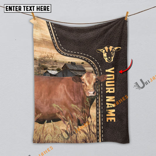 Uni Personalized Name Akaushi Leather Pattern Blanket