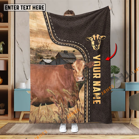 Uni Personalized Name Akaushi Leather Pattern Blanket