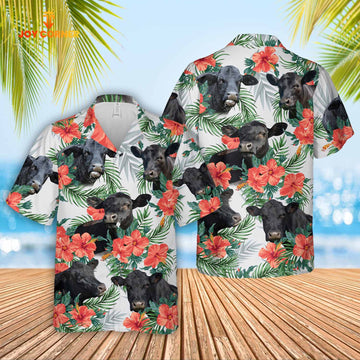 Unique Black Angus Hawaiian Flowers Hawaiian Shirt
