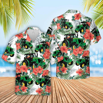 Unique Tractor Hawaiian Flowers Hawaiian Shirt