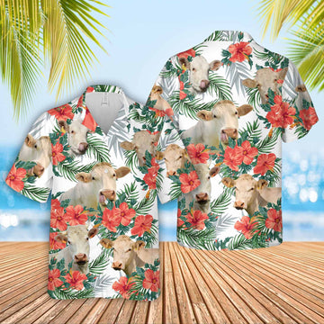 Unique Charolais Hawaiian Flowers Hawaiian Shirt