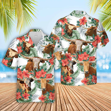 Unique Texas Longhorn Hawaiian Flowers Hawaiian Shirt