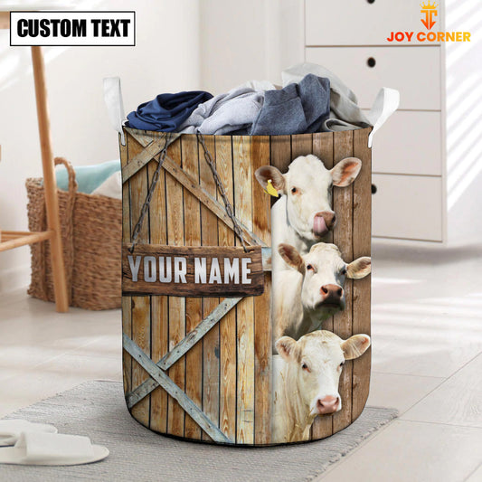 Uni Charolais No Horn Barn Custom Name Laundry Basket