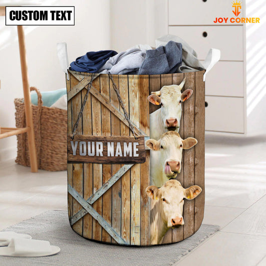 Uni Charolais Barn Custom Name Laundry Basket