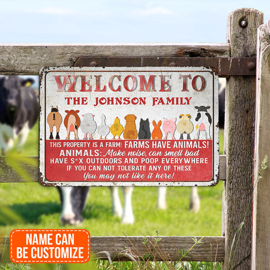 uni Cute Farm Animals Rectangle Metal Sign Custom Name Nice Design