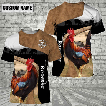 Uni Rooster Black Brown Customized Name 3D T-Shirt