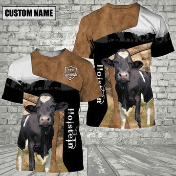Uni Holstein Black Brown Customized Name 3D T-Shirt