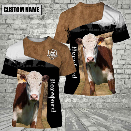 Uni Hereford Black Brown Customized Name 3D T-Shirt