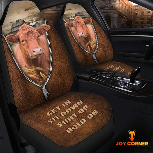 Uni Red Angus Zipper Leather Pattern Car Seat Covers Universal Fit (2Pcs)