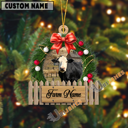 Uni Black Baldy Christmas Wreath Custom Shape Acrylic Ornament