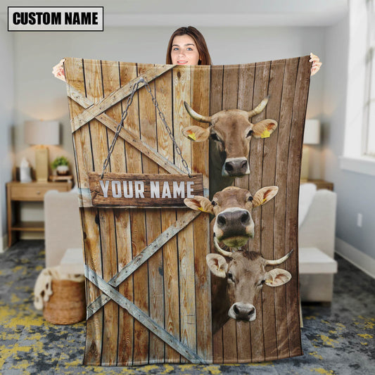 Uni Personalized Name Brown Swiss Barn Blanket